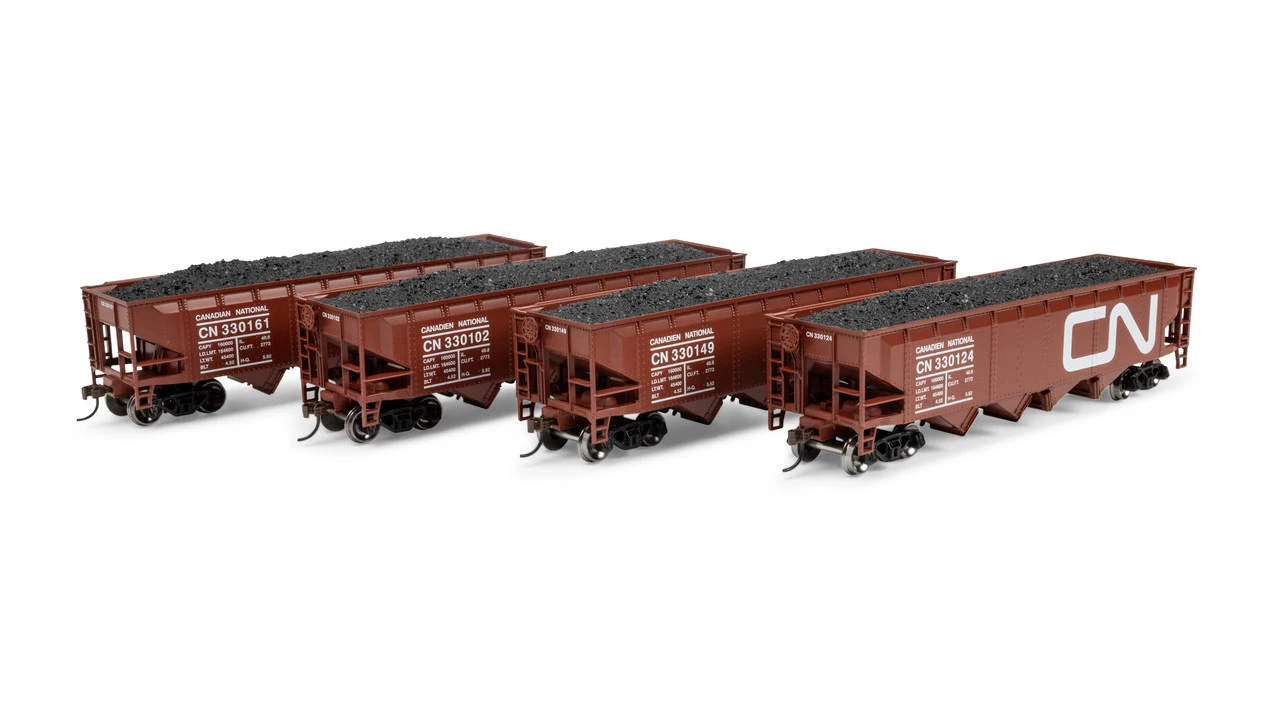 Athearn 1577 - 40' 4-Bay Offset Hopper W/Load Canadian National (CN) 330102/330124/330149/330161 - HO Scale 3 Athearn 1577 - 40' 4-Bay Offset Hopper W/Load Canadian National (CN) 330102/330124/330149/330161 - HO Scale