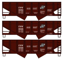 Accurail 8174 - Panel-Side Twin Hopper 3-Car Set Chicago & Northwestern (CNW) 76083, 76245, 76509 - HO Scale Kit
