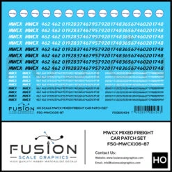 Fusion Scale Graphics MWCX106-87 - MWCX Mixed Freight Car Patching Decal Set- HO Scale