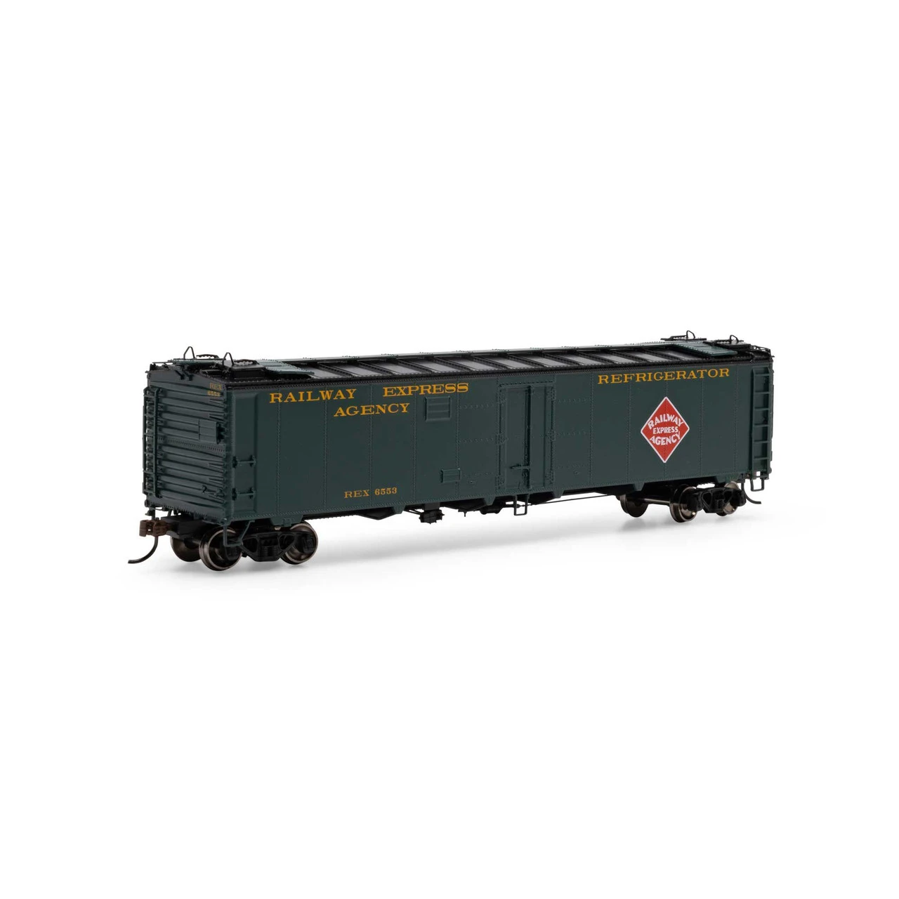 Athearn 50031 - 50' Ice Bunker Reefer Railway Express Agency (REX) 6553 - HO Scale 3 Athearn 50031 - 50' Ice Bunker Reefer Railway Express Agency (REX) 6553 - HO Scale