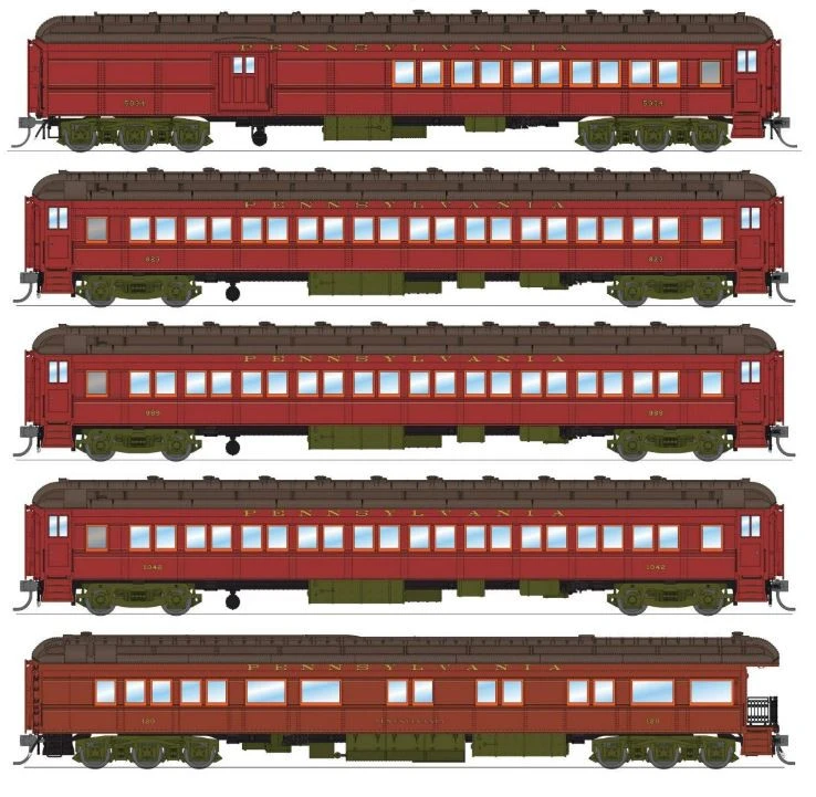 Broadway Limited 8964 - Pullman Heavyweight 5-Car Passenger Set Pennsylvania (PRR) PB70 #5034, P70 #823, P70 #989, P70 #1042, Z74D #120 "PENNSYLVANIA" - HO Scale 3 Broadway Limited 8964 - Pullman Heavyweight 5-Car Passenger Set Pennsylvania (PRR) PB70 #5034, P70 #823, P70 #989, P70 #1042, Z74D #120 "PENNSYLVANIA" - HO Scale