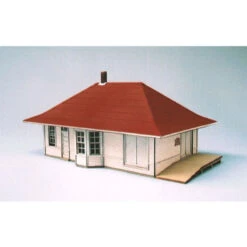 Blair Line 188 - Leeton Depot (Laser-Cut Wood Kit) - Main Building: 3-5/16 X 5-1/2" 8.4 X 14cm; Ramp: 1 X 3-1/4" 2.5 X 8.3cm - HO Scale