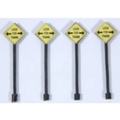 JL Innovative 855 - Custon "Look For Trains" Warning Signs (4) - HO Scale