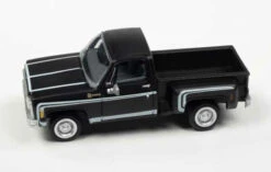 Classic Metal Works 30618 - 1976 Chevy Stepside Pickup - Assembled - Mini Metals(R) -- Midnight Black - HO Scale