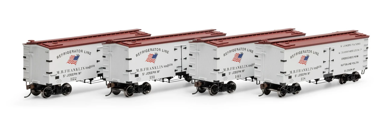 Athearn Roundhouse 1032 - 36' Wood Reefer (4) St. Joseph Packing 118/122/131/143 - HO Scale 3 Athearn Roundhouse 1032 - 36' Wood Reefer (4) St. Joseph Packing 118/122/131/143 - HO Scale